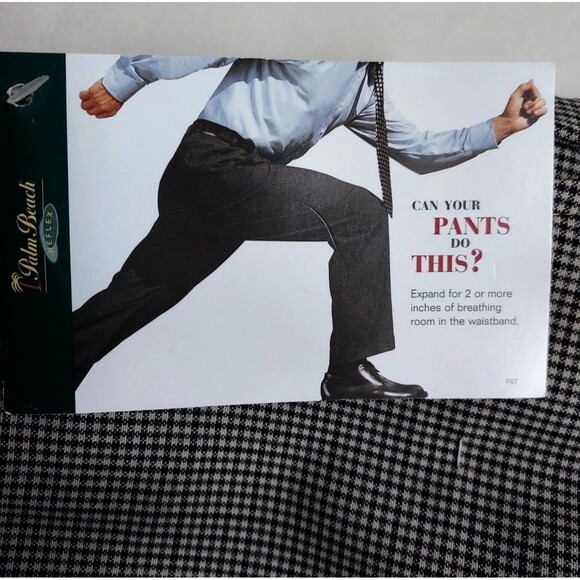 NWT Big Man Palm Beach Reflex Flat Front Wool Blend Dress Pants Size 54R Raw Hem - Picture 4 of 8